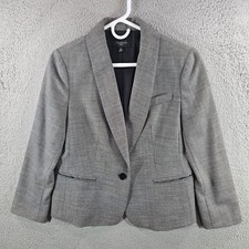 Talbots Petites Wool Blend Blazer Jacket Grey Black White Pattern Size 12P