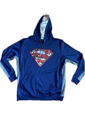 Superman Men  s Hoodie Sweatshirt Pullover XL Navy Blue Red Gray Camo Embroidered