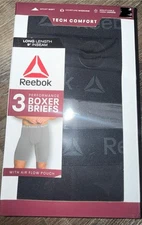Reebok ~ 3-Pair Mens Boxer Brief Performance Polyester 9" Inseam ~ XL