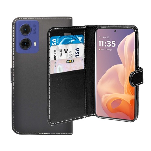 Funda tipo billetera abatible de cuero PU con soporte para tarjeta para Motorola G85 5G - Imagen 22 de 48