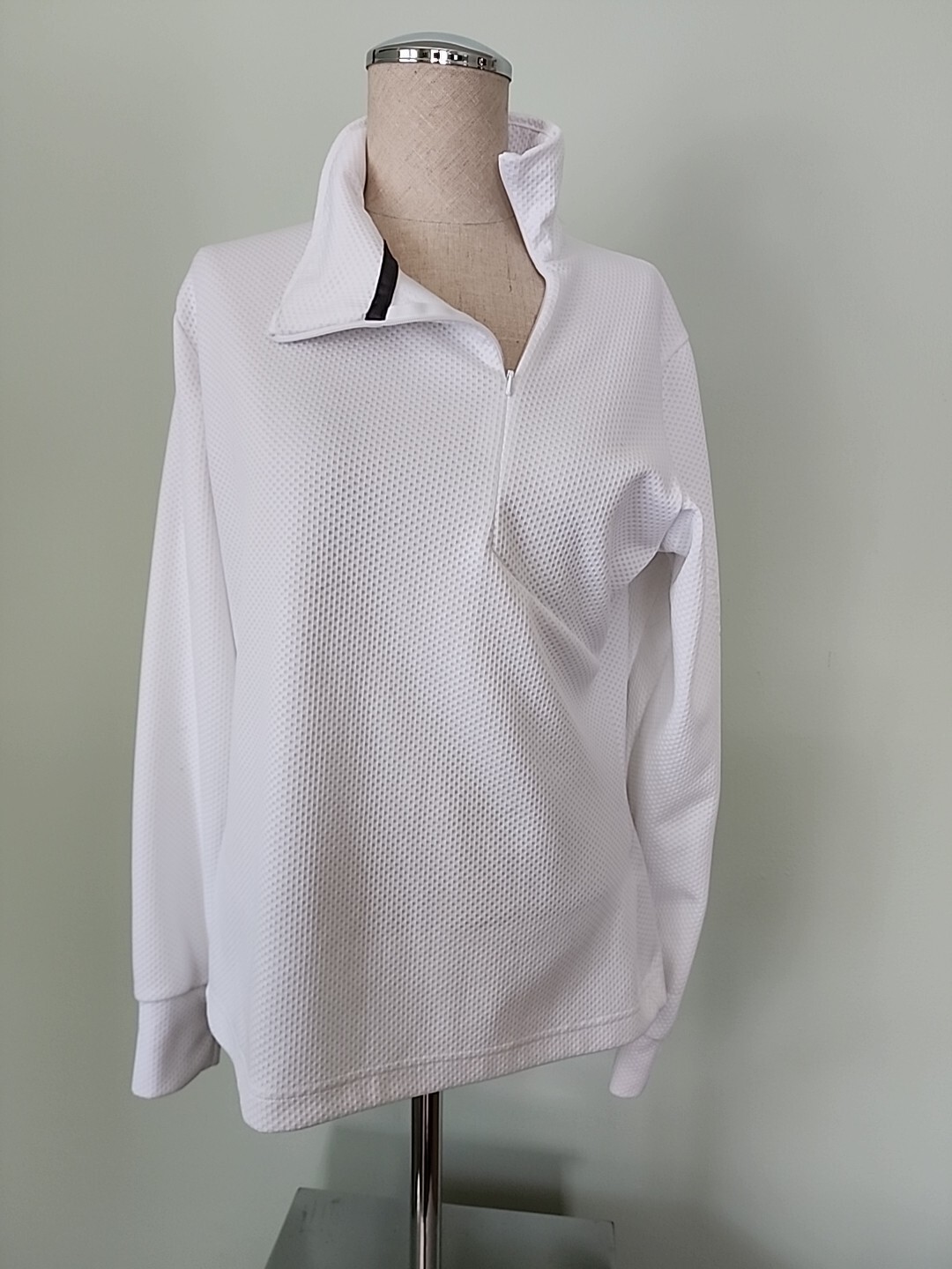 Salomon Top Termico Texturizzato Donna M Medium Bianco Asimmetrico Zip Stand Collare