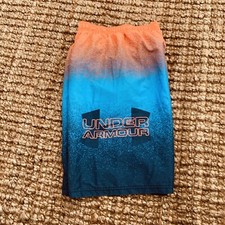 Under Armour Shorts Youth Boys XL YXL Swim Trunks Orange Blue Drawstring Longer