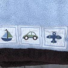 Rare HTF Kidsline 3 Quilted Squares Blue Blanket Sailboat Car Airplane Lovey R4