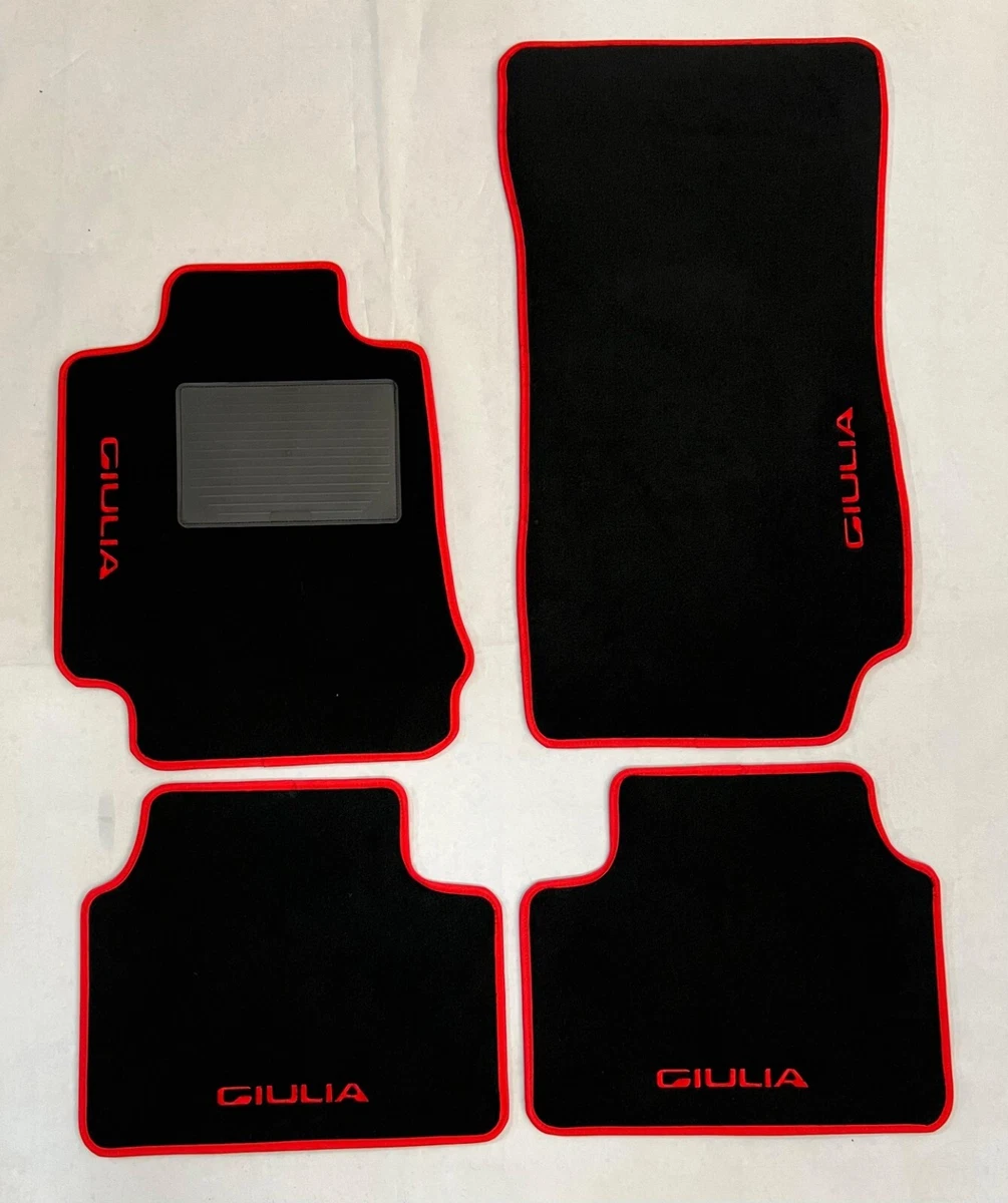 Tappetini Auto Personalizzati Muchkey Per Alfa Romeo Giulia 2000-2025 - 2 Pezzi Anteriori In Ecopelle, Impermeabili E Antiscivolo, Nero/rosso - 4