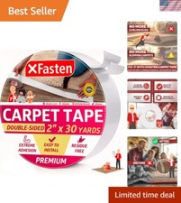 Heavy Duty Double Sided Carpet Tape - 2" x 30 Yards, Residue-Free  Wood-Safe