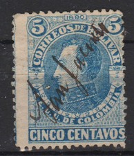 Kolumbia Bolivar 5c 1880 z rękopisem SAN JACINTO Pen Anuluj