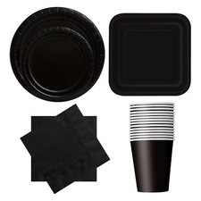 Disposable Paper Plates Cups and Napkins Solid Colours Tableware Sets for Party