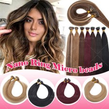 Russian Nano Ring 100 Human Remy Hair Extensions I Tip Micro Loop Beads 200gr