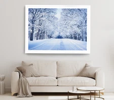 Winter Print, Snow Coverd Aeria Wall Art, Trees Framed Nature Wall Art,Natural