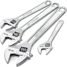 4-Piece Adjustable Wrench Set with Wide Handle, Included 12-In, 10-In, 8-In, 6-I