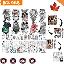 Realistic Temporary Tattoos - Tribal Armband, Tiger, Flower, Animals - 46 Sheets