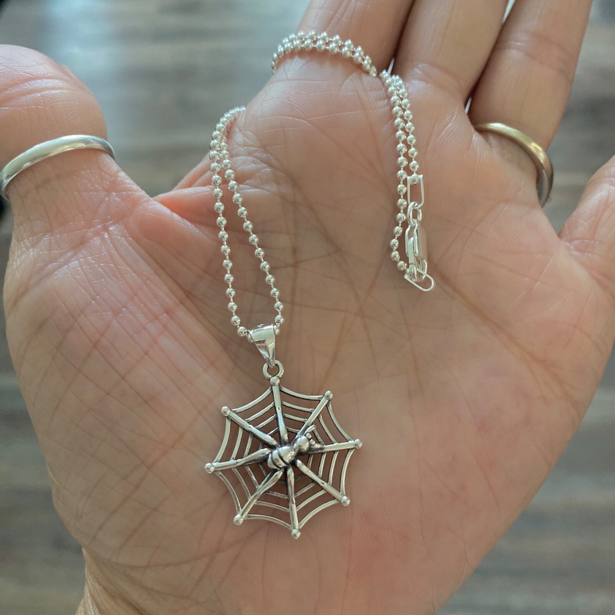 Sterling Silver Unisex Spiderweb Necklace, Silver Necklaces