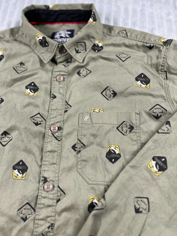 Рубашка мужская Hunter Jeans L оливково-зеленая с длинным рукавом на пуговицах с воротником для скалолазания - Изображение 4 из 4