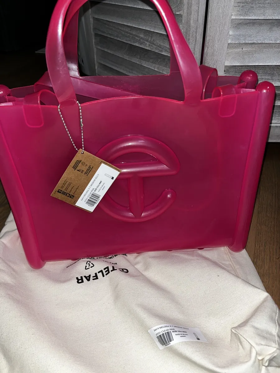 Melissa x Telfar Medium Jelly Shopper Bag Tote Clear Pink AUTHENTIC Dust Bag  NWT