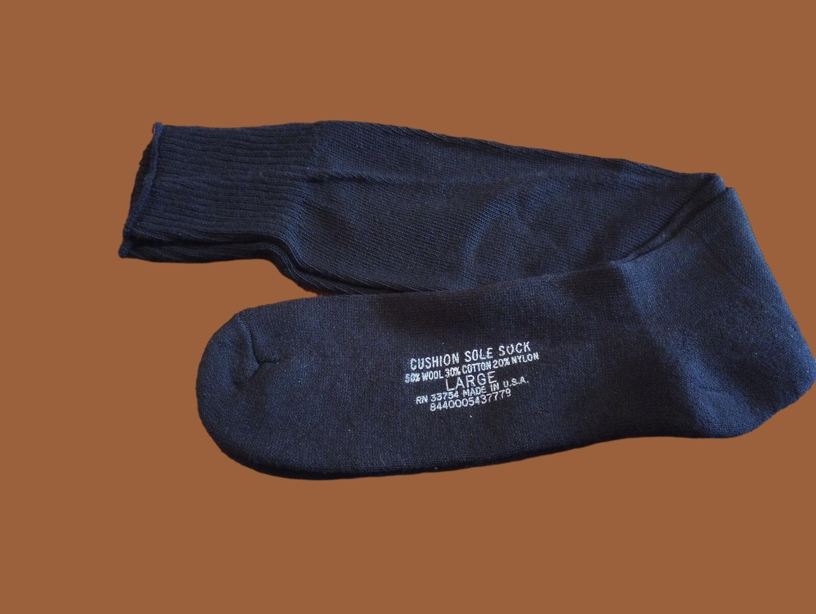 SAOLA NUOVI CALZINI SUOLA CUSCINO MILITARE MISTO LANA REALIZZATI NEGLI STATI UNITI NERI GRANDI