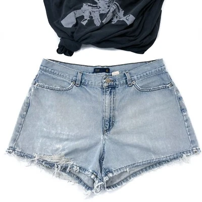 Vintage J Crew THRASHED High Rise Mom Jean Shorts 12 Women's VTG Ripped Torn - Photo 1/4
