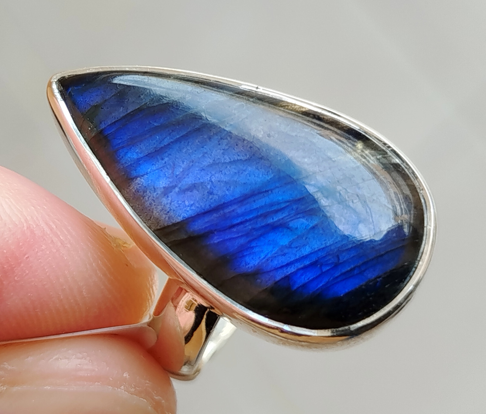 Bague Labradorite en argent véritable avec anneau ajustable de 10g à 13g - 3