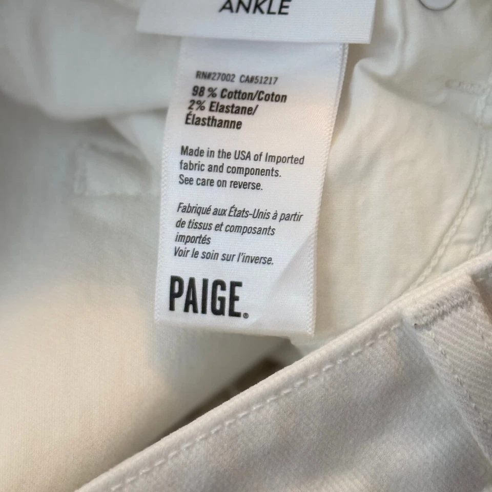 PAIGE Hoxton White Raw Hem Skinny Ankle Jeans 26 NWOT Women’s Designer Denim - Image 2 of 4