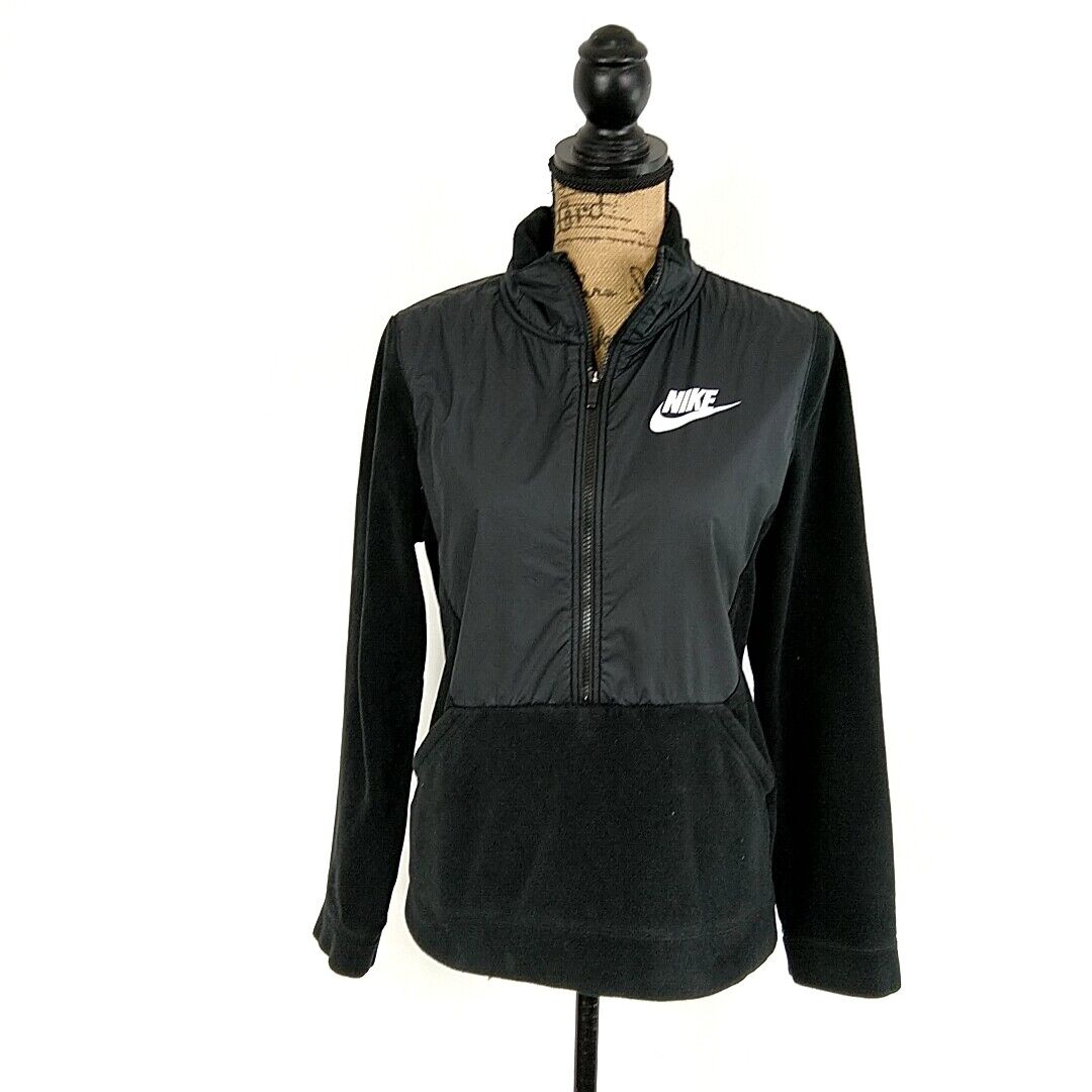 Nike Boys sz XL Max 74% OFF Jacket Black Austin Mall Winterized Poly 1 Fleece 2 Zip Logo