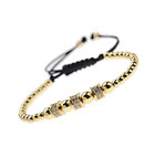 <!--F#f_0-->Genuine CZ Cog Dice Beaded High Quality Gold Plated Bracelet <!--F/-->