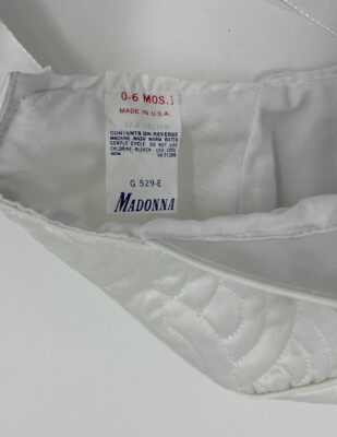 マドンナ Vintage Madonna Quilted Satin Baptism Christening Cap Hat 0-6