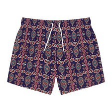 Paisley Swim Trunks, Tropical Beach Swimwear, Designer Pool Shorts,