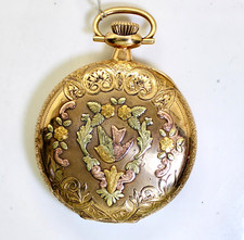 Exquisite 1917 Waltham 14k Yellow Gold Men's 17J Ornate Hunter Case Pocket Watch