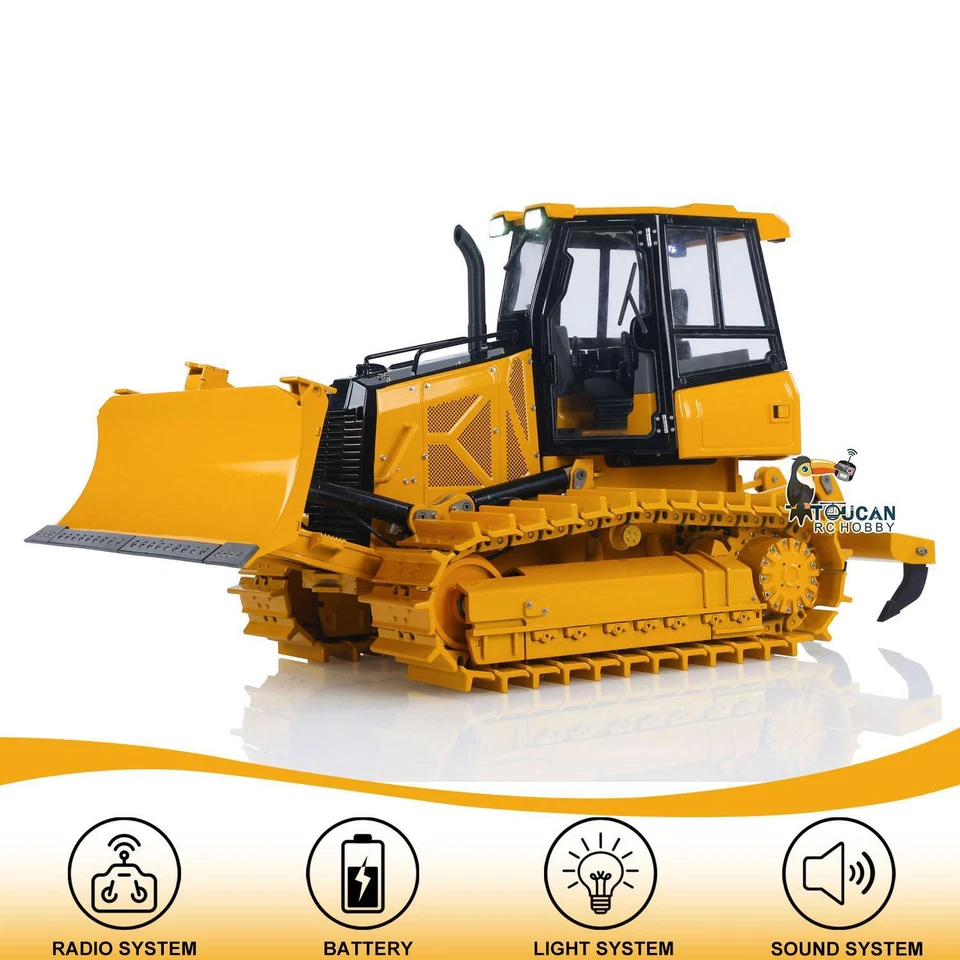 In Stock Metal 1/12 RC Bulldozer Model D3 RTR Vehicle 4CH Valve Lights Sounds - Image 4 of 4
