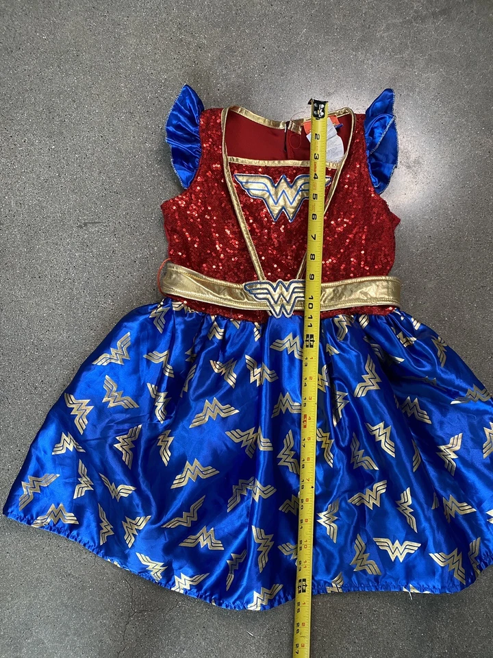 Vestido Mujer Maravilla Lentejuelas Halloween Disfraz Niñas Talla M Foto 3 de 4