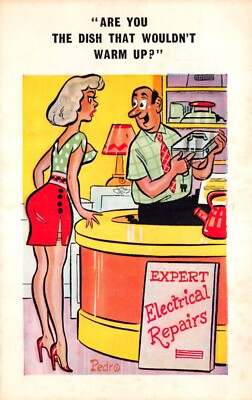 PEDRO  COMIC  POSTCARD NO 112 ELECTRICAL REPAIRS UNUSED VERY GOOD