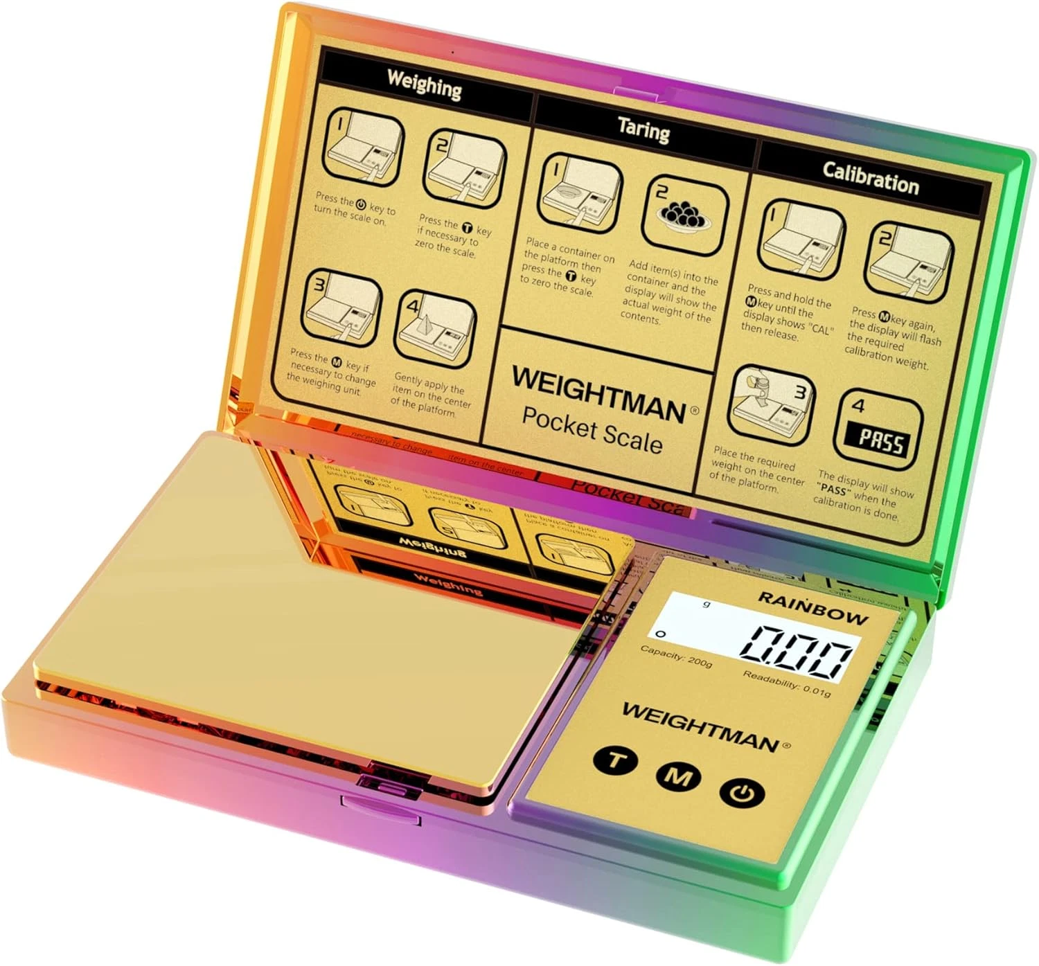 Shiny Digital Gram Scale 200G X 0.01, Chrome Rainbow Mini Scale for Food Ounces