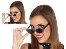 Katzenauge Brille  50er 60er Jahre Petticoat Kostüm Party schwarz weiss Punkte