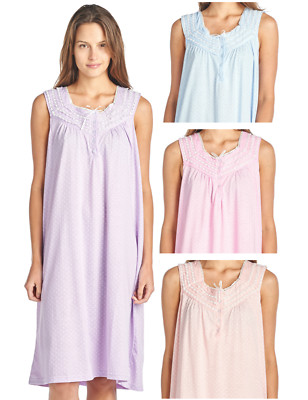 Casual Nights Womens Lace Trim Polka Dot Sleeveless Nightgown Sleep Shirt