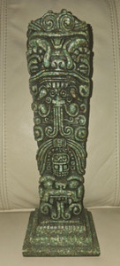 Vintage Aztec Mayan Totem Statue Turquoise Malachite Chip Mexico Travel Souvenir