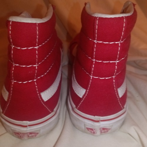 Vans red and white canvas hitops skater shoes 721494 US womens 7.5 mens 6.0  - Picture 4 of 11