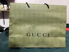 Authentic GUCCI Large Shopping Gift Bag Green Brocade Design 19"L x 14"H x 6.5  W