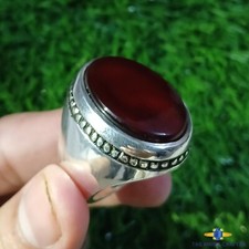 Natural Red Blood Yemeni Agate Aqeeq Ring 925 Sterling Silver Ring For Men Us 10