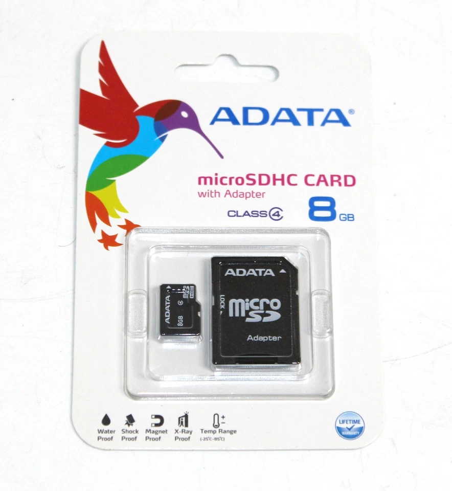 3 x ADATA 8GB microSDHC Class 4 Memory Card with Adapter (AUSDH8GCL4-RA1) - Image 2 of 4