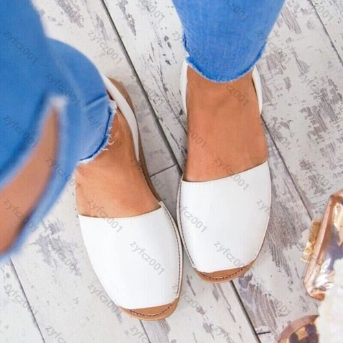 Sandalias planas menorquinas para mujer Mula española con cordones punta abierta verano zapatos para dama - Imagen 5 de 19