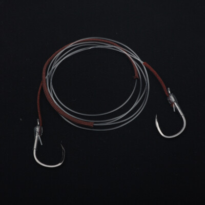 ebay fishing hooks to nylon Ready Made Barbed fishing hook Double Fish Hooks Tied with Nylon Fishing  Line