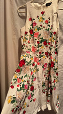 TAHARI ARTHUR S. LEVINE SIZE 4 Floral Multi Colored Cotton/Rayon Lined Flare
