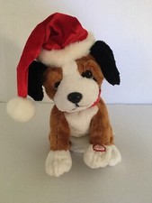 Dan Dee Collector's Singing Merry Christmas puppy dog toy w/ Santa hat VTG 