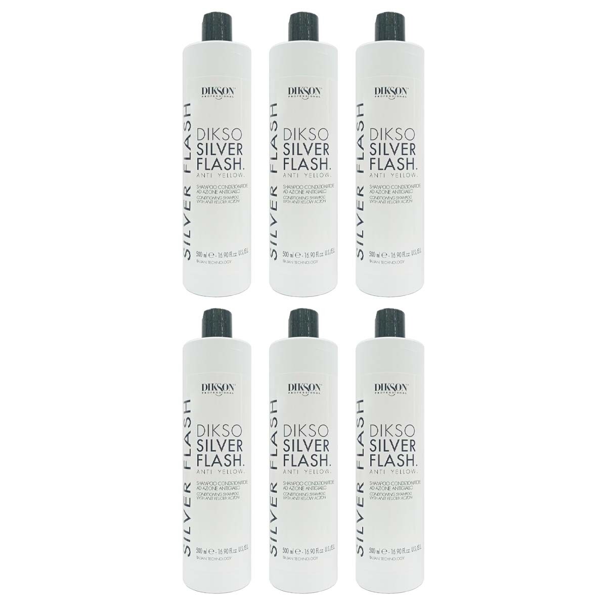 6pz Dikson Silver Flash shampoo condizionante anti-giallo capelli bianchi 500ml