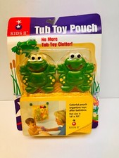 Vintage Kids 2 Tub Toy Pouch with Suction Cups 1997 Frog Bathroom Decor BIN O