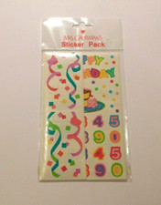 Mrs. Grossman's Lot of 7 Sheets Strips Birthday Sticker Pack Cake Brand New