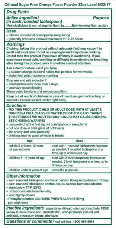 Citrucel pó de fibra sem açúcar para alívio ocasional da constipação, metilcélula - Imagem 3 de 4