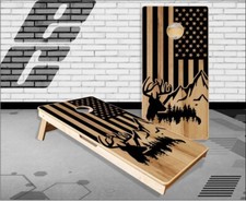 Buck Mountain Flag Cornhole Boards Bean Bag Toss Game
