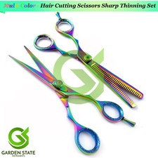 2Pcs Barber Thinning Scissors Hair Cutting Scissor Sharp Shears Multi-Color 6''