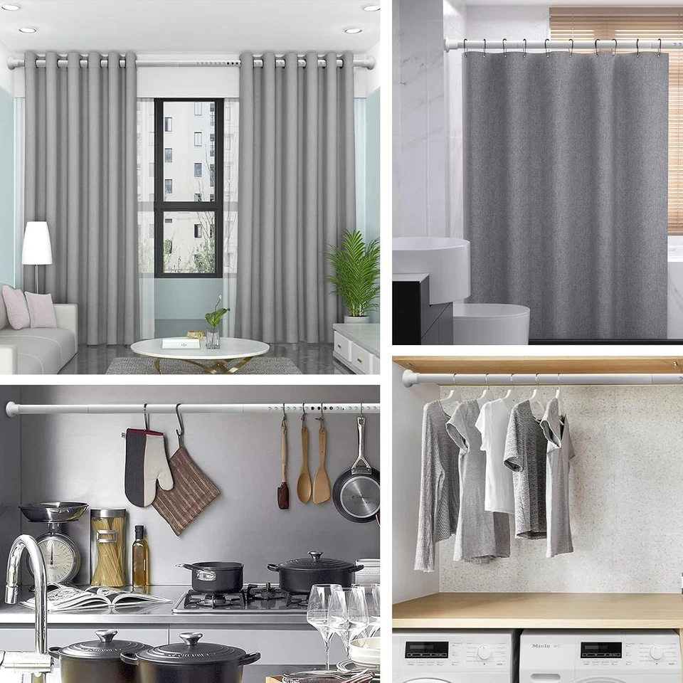 Barra de cortina de tensión divisor de habitación, 102-120 pulgadas varillas de tensión sin perforación para ventanas Foto 3 de 4