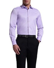 NEW Ike Behar mens 17.5 lavender purple solid cotton dress shirt NWT